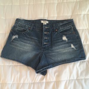 Forever 21 small rips ripped blue jean shorts